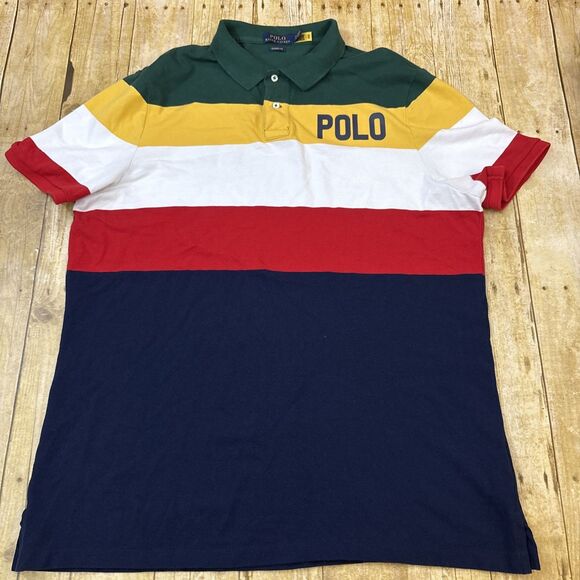 Polo Ralph Lauren Spellout Polo Shirt Colorblock XXL 2XL - Picture 3 of 12